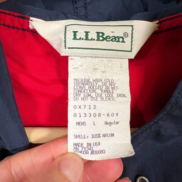Vintage L.L. Bean Anorak Quarter Zip Jacket Mens Size Large Blue Red Made In USA - Picture 12 of 12